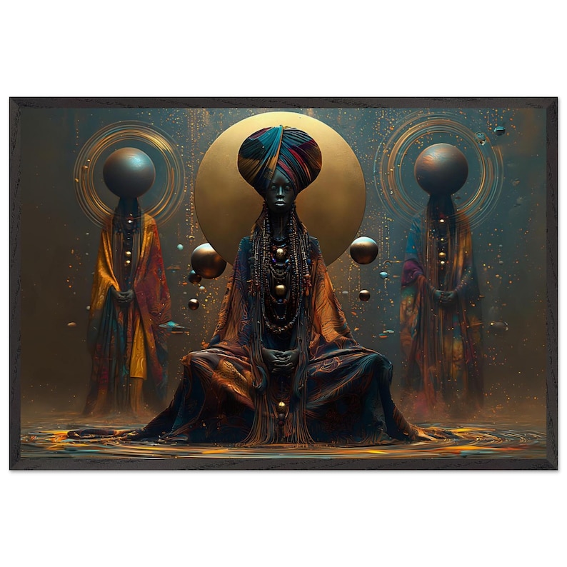 Black Woman Wall Art Framed, Church Mother, African American Spiritual Art Print, Afrocentric Decor, Ready to Hang image 1