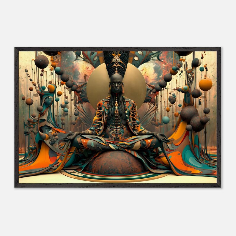 Arte de parede emoldurada afrocentrada, Selah, impressão de arte de meditação negra, decoração espiritual afro-americana, pronta para pendurar. imagem 4