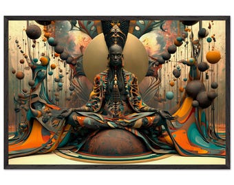 Afrocentrische ingelijste wanddecoratie, Selah, zwarte meditatiekunstprint, Afro-Amerikaanse spirituele decoratie, klaar om op te hangen.