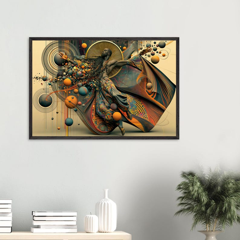 Black Praise Dance Wall Art Framed, Praise Break, African American Gospel Art Print, Afro Surreal Decor, Ready to Hang image 2