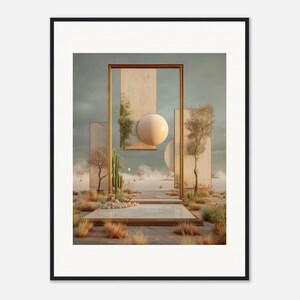 Desert Sun Wall Art, The Golden Threshold Framed Print, Dreamy Boho Surreal Decor image 2