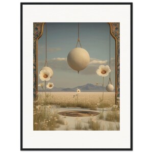 Poppy Wall Art, The Pendulum Meadow Framed Print, Dreamy Boho Mountain Decor image 1