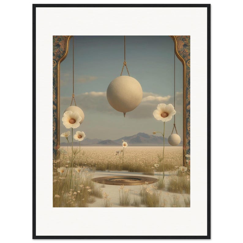 Poppy Wall Art, The Pendulum Meadow Framed Print, Dreamy Boho Mountain Decor image 1