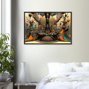 Arte de parede emoldurada afrocentrada, Selah, impressão de arte de meditação negra, decoração espiritual afro-americana, pronta para pendurar. imagem 5
