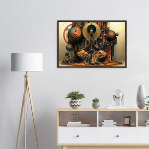 Black Church Wall Art Framed, The Altar Call, African American Prayer Art Print, Afrocentric Gold Decor, Ready to Hang image 2
