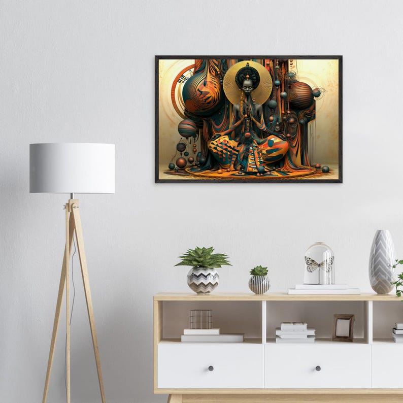 Black Church Wall Art Framed, The Altar Call, African American Prayer Art Print, Afrocentric Gold Decor, Ready to Hang image 2