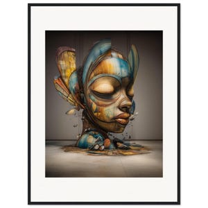 Black Woman Wall Art, The Quiet Mask, Surreal Framed Print, African American Decor image 1