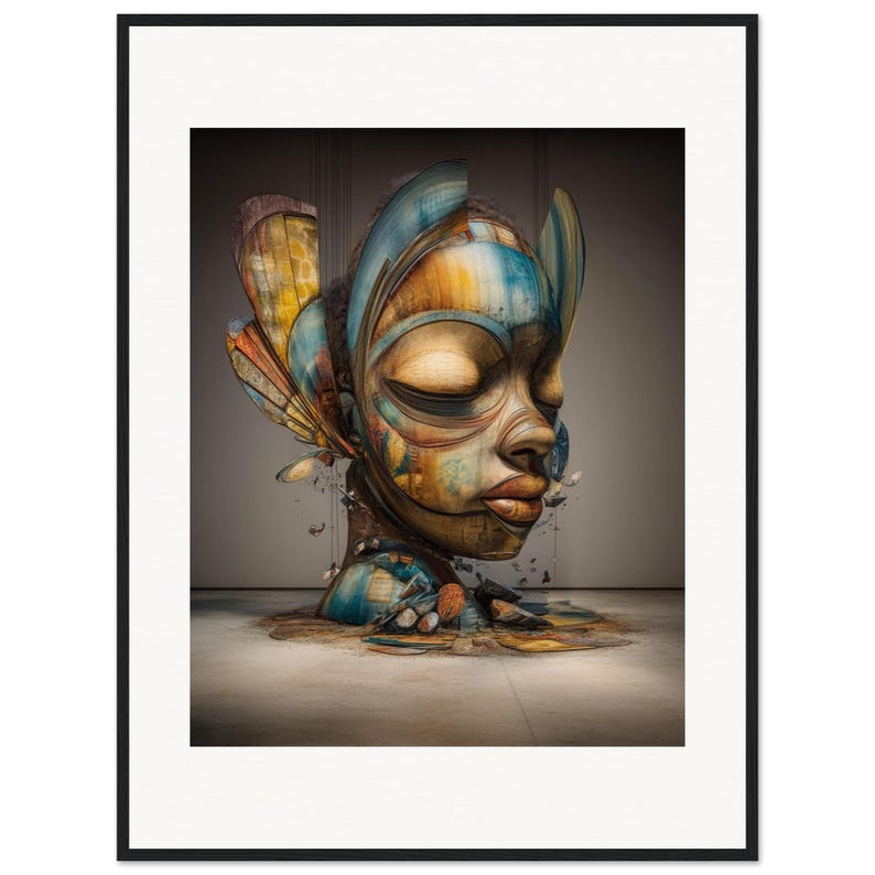 Black Woman Wall Art, The Quiet Mask, Surreal Framed Print, African American Decor image 1