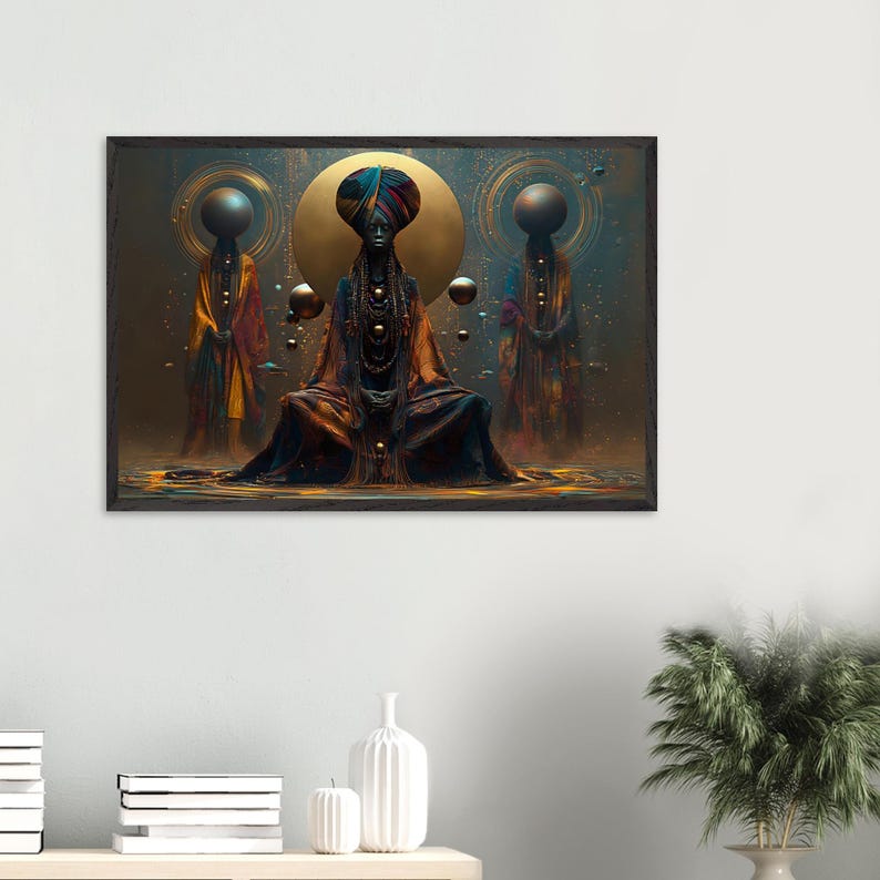 Black Woman Wall Art Framed, Church Mother, African American Spiritual Art Print, Afrocentric Decor, Ready to Hang image 4