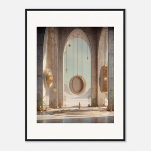 Desert Sun Wall Art, The Gong of Morning Framed Print, Dreamy Boho Surreal Decor image 2