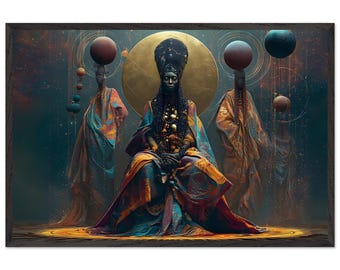Ingelijst kunstwerk van een zwarte kerk, Watch Night, Afro-Amerikaanse spirituele muurdecoratie, Afrocentrische decoratie, klaar om op te hangen.