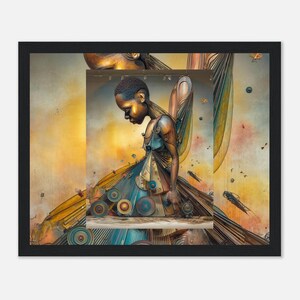 Black Woman Wall Art, The Harvest of Wings, Surreal Framed Print, African American Decor image 2