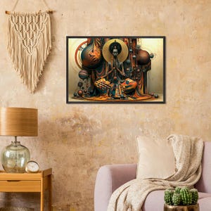 Black Church Wall Art Framed, The Altar Call, African American Prayer Art Print, Afrocentric Gold Decor, Ready to Hang image 3