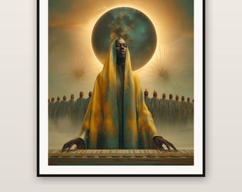 Muurdecoratie met afbeelding van een zwart gospelkoor, spirituele print met antifoon, Afro-Amerikaanse decoratie, giclée