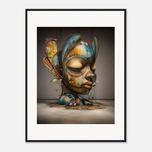 Black Woman Wall Art, The Quiet Mask, Surreal Framed Print, African American Decor image 2