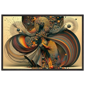 African American Dance Wall Art Framed, Jubilee, Black Art Print, Afro Surreal Gold and Bronze Decor, Ready to Hang