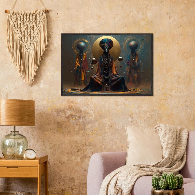 Black Woman Wall Art Framed, Church Mother, African American Spiritual Art Print, Afrocentric Decor, Ready to Hang image 2