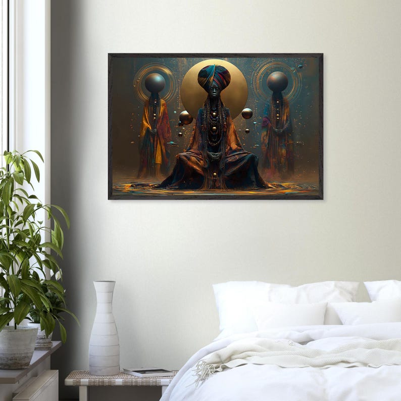 Black Woman Wall Art Framed, Church Mother, African American Spiritual Art Print, Afrocentric Decor, Ready to Hang image 6