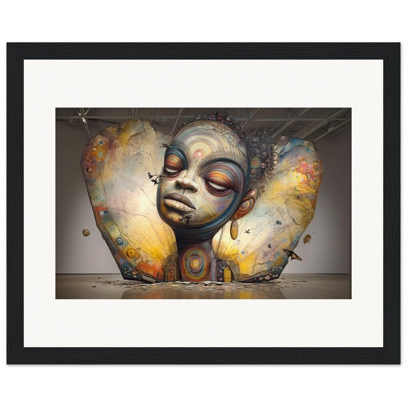 Black Woman Wall Art, The Quiet Monument, Surreal Framed Print, African American Decor image 1