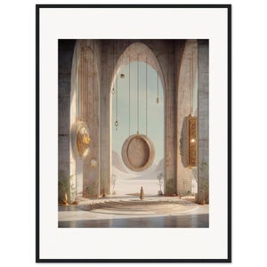 Desert Sun Wall Art, The Gong of Morning Framed Print, Dreamy Boho Surreal Decor image 1