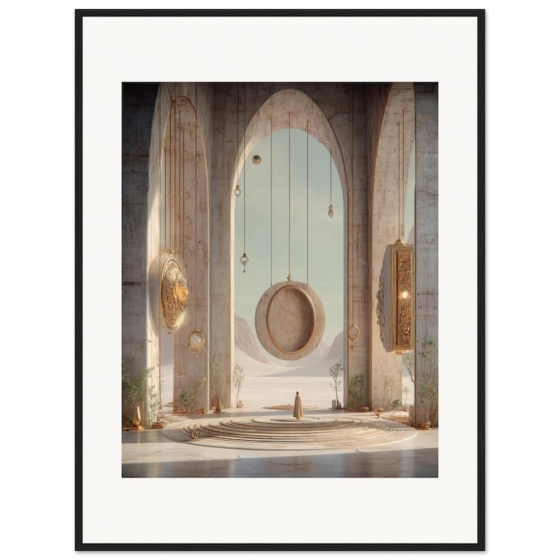 Desert Sun Wall Art, The Gong of Morning Framed Print, Dreamy Boho Surreal Decor image 1