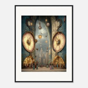 Katedralväggkonst, Rosenfönsterstaden inramad tavla, Drömsk Boho Surrealistisk Dekor bild 2