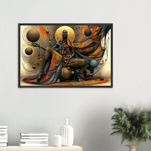 Black Artwork for Walls, The Testimony, Framed African American Church Art Print, Afro Surreal Gold Decor, Ready to Hang image 6