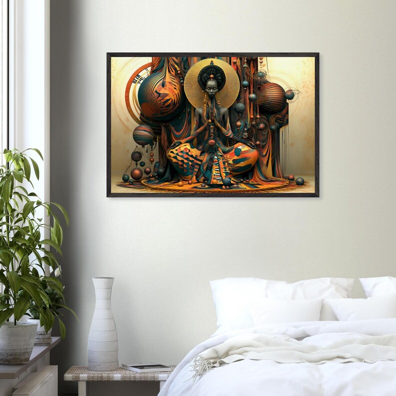 Black Church Wall Art Framed, The Altar Call, African American Prayer Art Print, Afrocentric Gold Decor, Ready to Hang image 4