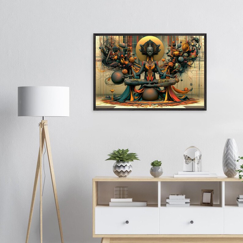Black Spiritual Wall Art Framed, Tarry, African American Meditation Art Print, Afrocentric Decor, Ready to Hang image 3