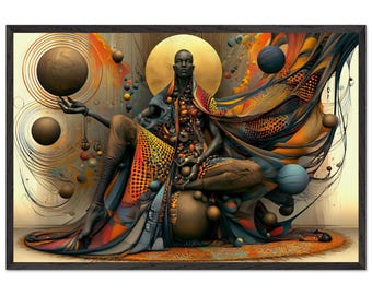 Zwarte kunst voor aan de muur, Het Getuigenis, Ingelijste Afro-Amerikaanse kerkkunstprint, Afro-surrealistische gouden decoratie, Klaar om op te hangen