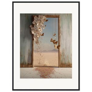 White Blossom Wall Art, The Blossom Door Framed Print, Dreamy Boho Desert Decor image 1