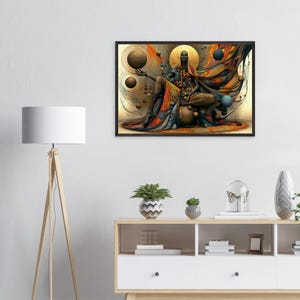 Black Artwork for Walls, The Testimony, Framed African American Church Art Print, Afro Surreal Gold Decor, Ready to Hang image 3