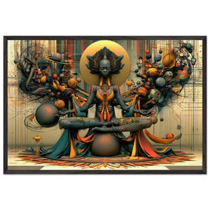Black Spiritual Wall Art Framed, Tarry, African American Meditation Art Print, Afrocentric Decor, Ready to Hang image 1