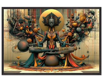 Ingelijste zwarte spirituele wanddecoratie, Tarry, Afro-Amerikaanse meditatiekunstprint, Afrocentrische decoratie, klaar om op te hangen.