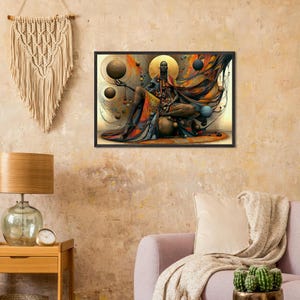 Black Artwork for Walls, The Testimony, Framed African American Church Art Print, Afro Surreal Gold Decor, Ready to Hang image 4