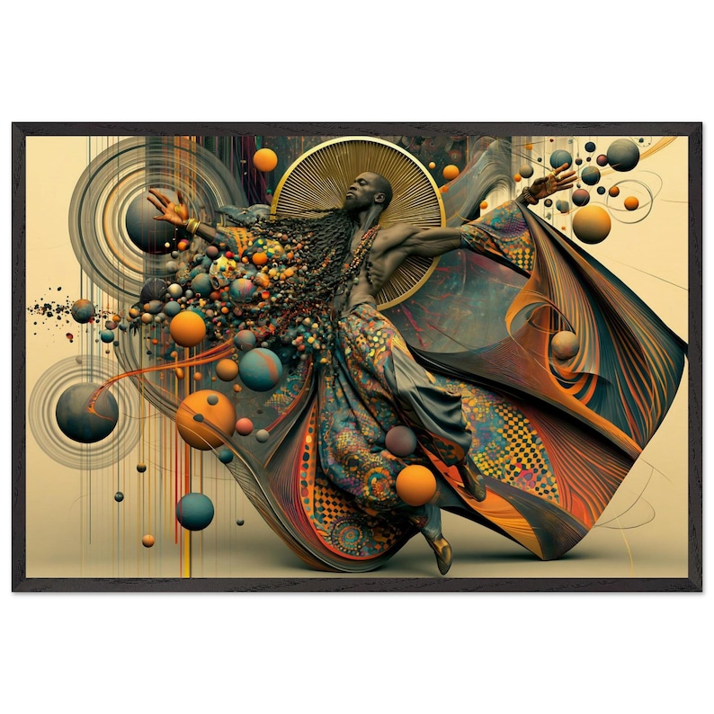 Black Praise Dance Wall Art Framed, Praise Break, African American Gospel Art Print, Afro Surreal Decor, Ready to Hang image 1
