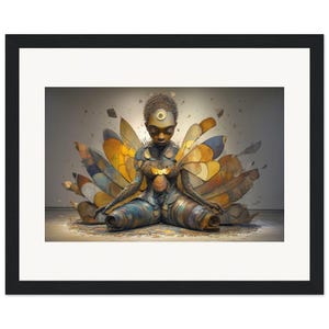 Black Woman Wall Art, The Petal Throne, Surreal Framed Print, African American Decor image 1