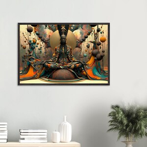 Arte de parede emoldurada afrocentrada, Selah, impressão de arte de meditação negra, decoração espiritual afro-americana, pronta para pendurar. imagem 2