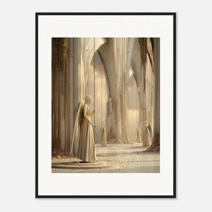 Ivoren kathedraal muurdecoratie, ingelijste print van de witte kathedraal, dromerige boho surrealistische decoratie afbeelding 2