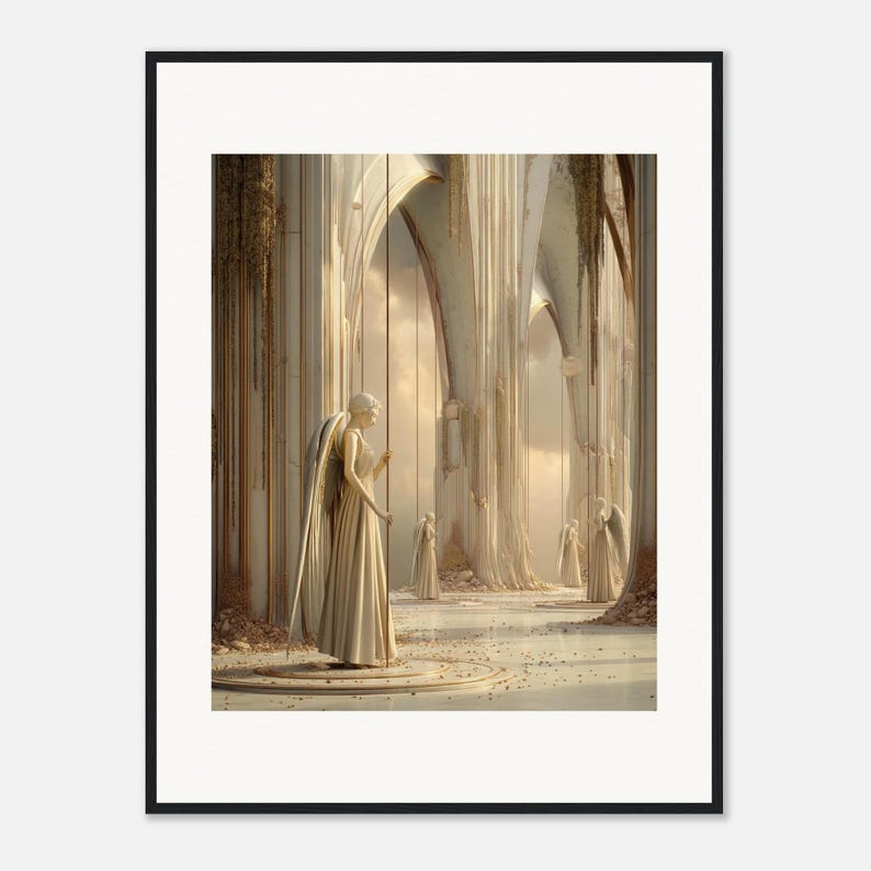 Ivoren kathedraal muurdecoratie, ingelijste print van de witte kathedraal, dromerige boho surrealistische decoratie afbeelding 2