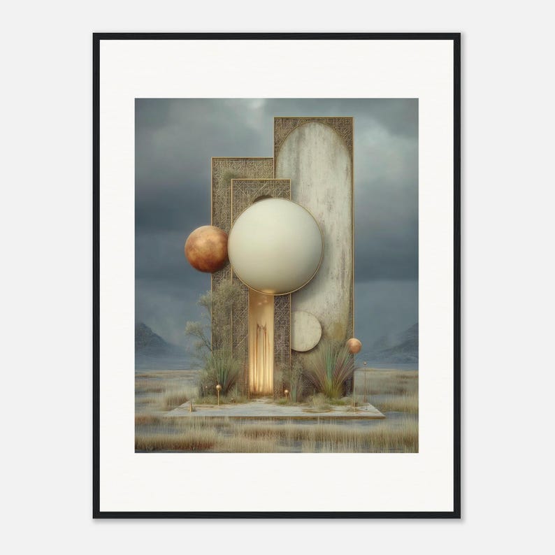 Planet Wall Art, The Quiet Planets Framed Print, Dreamy Boho Landscape Decor image 2