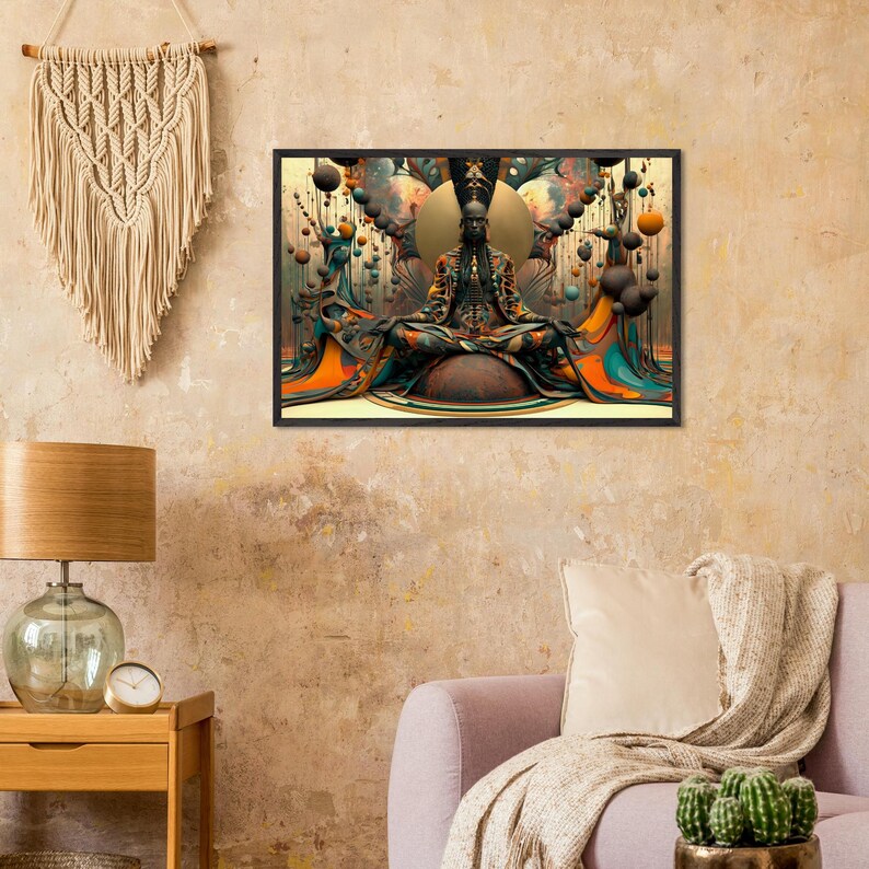 Arte de parede emoldurada afrocentrada, Selah, impressão de arte de meditação negra, decoração espiritual afro-americana, pronta para pendurar. imagem 6