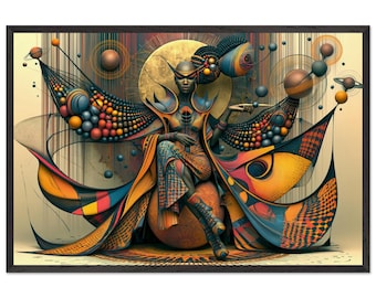 Ingelijste print met zwarte kunst, gezalfd, Afro-Amerikaanse spirituele wanddecoratie, goud en brons, Afrocentrische decoratie, klaar om op te hangen.