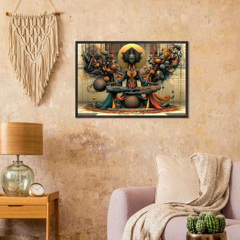 Black Spiritual Wall Art Framed, Tarry, African American Meditation Art Print, Afrocentric Decor, Ready to Hang image 5