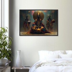 Tableau encadré noir, Les Aînés, Estampe représentant les ancêtres afro-américains, Décoration spirituelle afrocentrique, Prêt à accrocher image 2