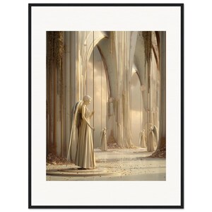 Ivoren kathedraal muurdecoratie, ingelijste print van de witte kathedraal, dromerige boho surrealistische decoratie afbeelding 1