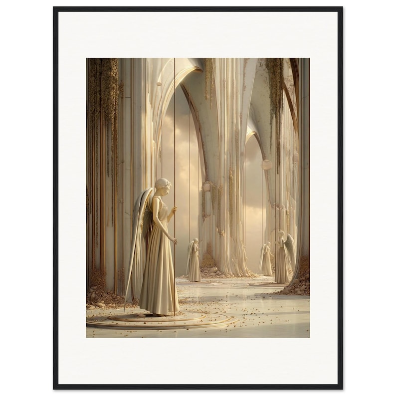 Ivoren kathedraal muurdecoratie, ingelijste print van de witte kathedraal, dromerige boho surrealistische decoratie afbeelding 1