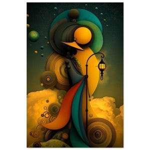 Décoration murale Tarot, L'Ermite Porteur de Lanterne, Décoration afro-américaine, Impression d'art giclée