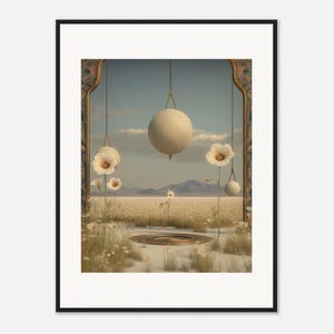 Poppy Wall Art, The Pendulum Meadow Framed Print, Dreamy Boho Mountain Decor image 2