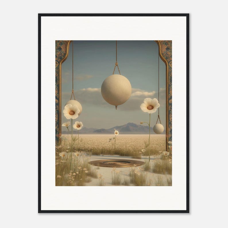 Poppy Wall Art, The Pendulum Meadow Framed Print, Dreamy Boho Mountain Decor image 2